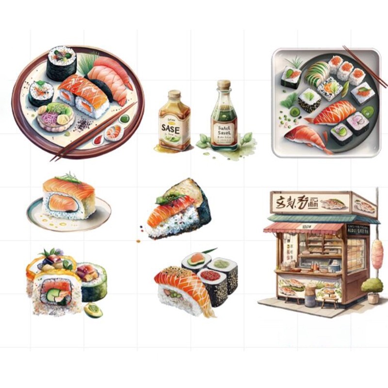 Japanese Food Sushi Sticker 3D - đánh giá và giá Japanese Restaurant Lifestyle